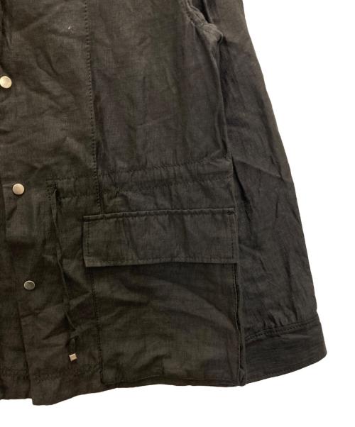 MACPHEE（マカフィー）MACPHEE (マカフィー) リネンポリエステルソフトクロス Vネックアーミージャケット ブラック サイズ:36の古着・服飾アイテム