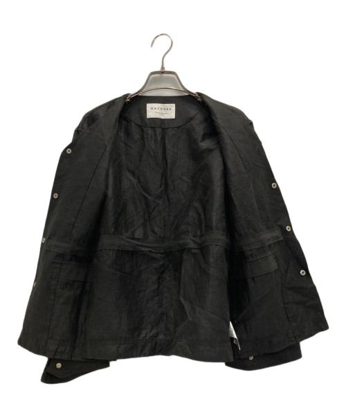 MACPHEE（マカフィー）MACPHEE (マカフィー) リネンポリエステルソフトクロス Vネックアーミージャケット ブラック サイズ:36の古着・服飾アイテム