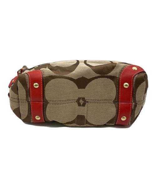 COACH（コーチ）COACH (コーチ) シグネチャーワンショルダーバッグ ブラウン×レッドの古着・服飾アイテム