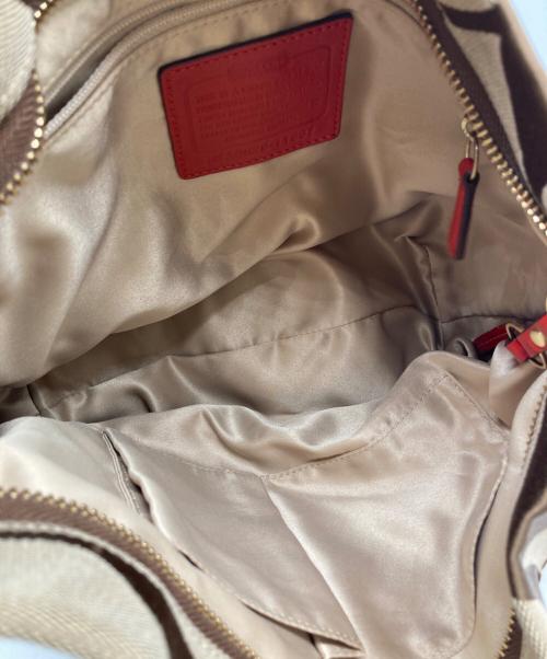 COACH（コーチ）COACH (コーチ) シグネチャーワンショルダーバッグ ブラウン×レッドの古着・服飾アイテム