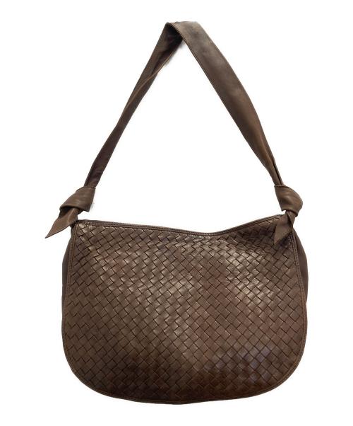 BOTTEGA VENETA（ボッテガベネタ）BOTTEGA VENETA (ボッテガベネタ) イントレチャートショルダーバッグ ブラウンの古着・服飾アイテム