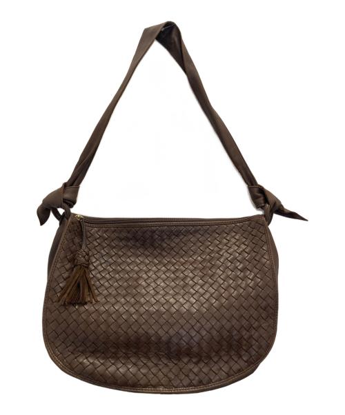 BOTTEGA VENETA（ボッテガベネタ）BOTTEGA VENETA (ボッテガベネタ) イントレチャートショルダーバッグ ブラウンの古着・服飾アイテム