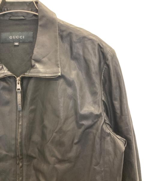 GUCCI（グッチ）GUCCI (グッチ) ダブルジップレザースイングトップ ブラック サイズ:48の古着・服飾アイテム