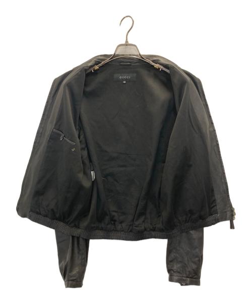 GUCCI（グッチ）GUCCI (グッチ) ダブルジップレザースイングトップ ブラック サイズ:48の古着・服飾アイテム