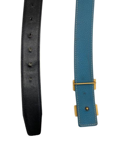 HERMES（エルメス）HERMES (エルメス) Hバックルコンスタンスベルト ブルー×ブラック サイズ:SIZE85の古着・服飾アイテム