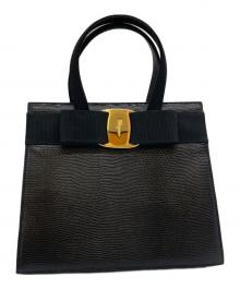 Salvatore Ferragamo（サルヴァトーレ フェラガモ）の古着「ヴァラリボンハンドバッグ」｜ブラック