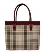 BURBERRYバーバリー）の古着「ノヴァチェックトートバッグ」｜ボルドー×ベージュ