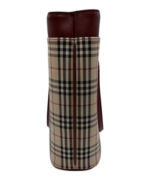BURBERRY（バーバリー）BURBERRY (バーバリー) ノヴァチェックトートバッグ ボルドー×ベージュの古着・服飾アイテム