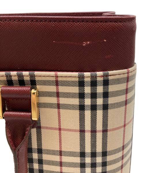 BURBERRY（バーバリー）BURBERRY (バーバリー) ノヴァチェックトートバッグ ボルドー×ベージュの古着・服飾アイテム