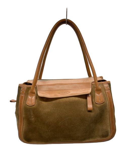 TOD'S（トッズ）TOD'S (トッズ) スウェードコンビハンドバッグ ベージュの古着・服飾アイテム