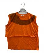 I.S.アイエス）の古着「クロコダイルプリントアシメN/Sカットソー」｜オレンジ