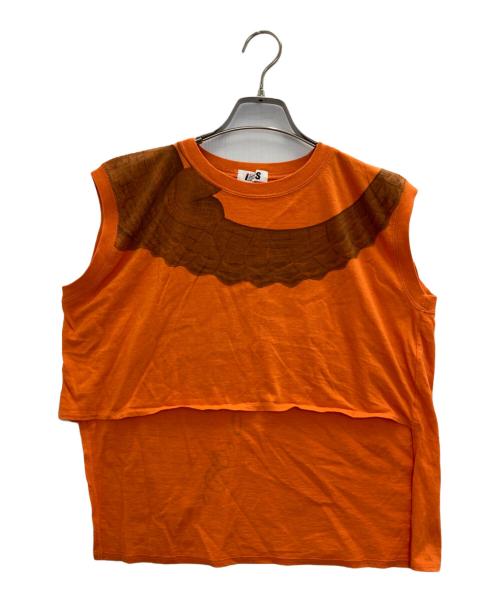 I.S.（アイエス）I.S. (アイエス) クロコダイルプリントアシメN/Sカットソー オレンジ サイズ:9の古着・服飾アイテム