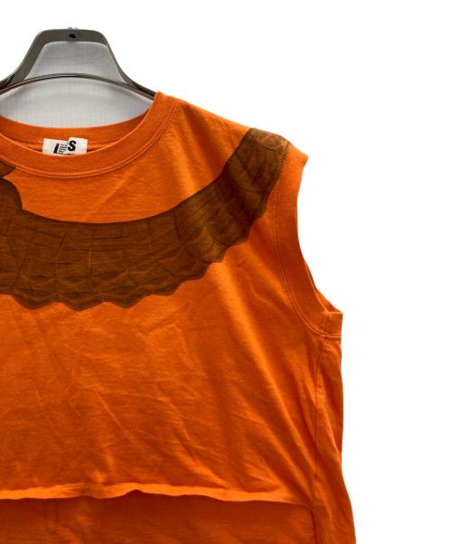 I.S.（アイエス）I.S. (アイエス) クロコダイルプリントアシメN/Sカットソー オレンジ サイズ:9の古着・服飾アイテム