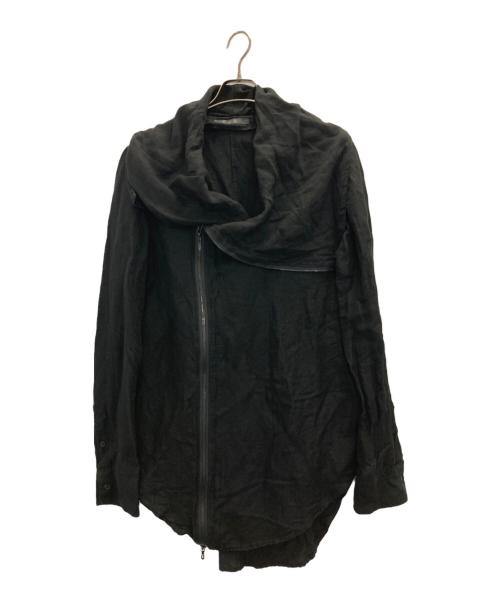 JULIUS（ユリウス）JULIUS (ユリウス) ドレープネックダブルジップカーディガン ブラック サイズ:3の古着・服飾アイテム