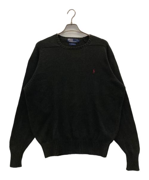 POLO RALPH LAUREN（ポロ・ラルフローレン）POLO RALPH LAUREN (ポロ・ラルフローレン) 90s cotton crew neck knit ブラック サイズ:Ｌの古着・服飾アイテム