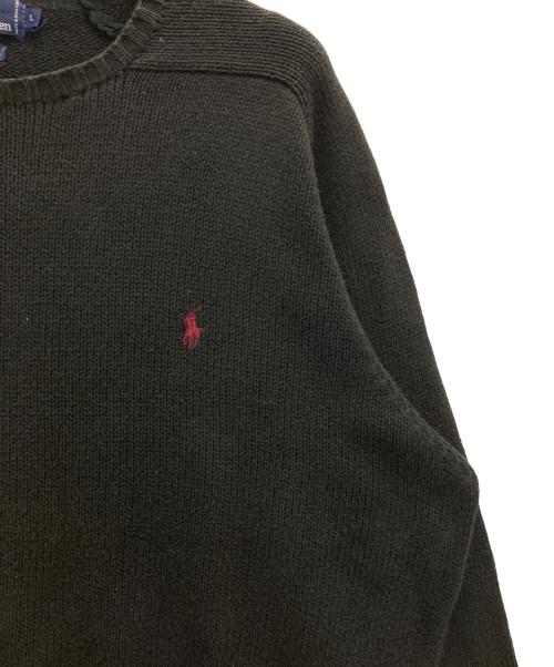 POLO RALPH LAUREN（ポロ・ラルフローレン）POLO RALPH LAUREN (ポロ・ラルフローレン) 90s cotton crew neck knit ブラック サイズ:Ｌの古着・服飾アイテム