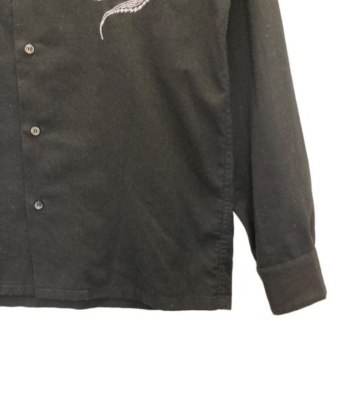 BlackEyePatch（ブラックアイパッチ）BlackEyePatch (ブラックアイパッチ) 刺繍開襟シャツ ブラック サイズ:Ｍの古着・服飾アイテム