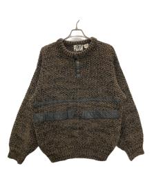 TRUTUS Biancara（トゥルータス・ビアンカーラ）の古着「レザー切替ニット」｜ブラウン