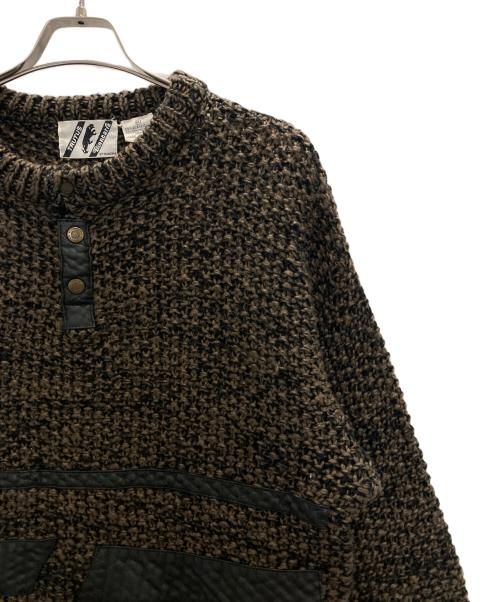 TRUTUS Biancara（トゥルータス・ビアンカーラ）TRUTUS Biancara (トゥルータス・ビアンカーラ) レザー切替ニット ブラウン サイズ:XLの古着・服飾アイテム