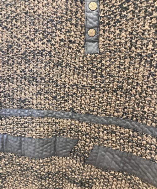 TRUTUS Biancara（トゥルータス・ビアンカーラ）TRUTUS Biancara (トゥルータス・ビアンカーラ) レザー切替ニット ブラウン サイズ:XLの古着・服飾アイテム