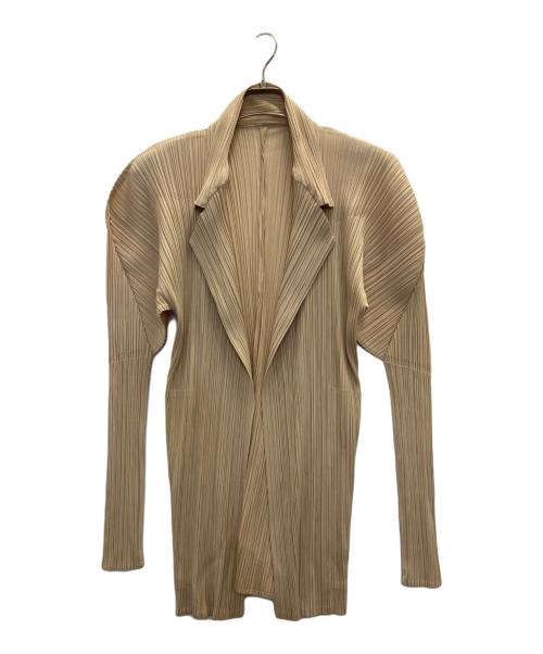 PLEATS PLEASE（プリーツプリーズ）PLEATS PLEASE (プリーツプリーズ) プリーツボタンレスジャケット ベージュ サイズ:不明の古着・服飾アイテム