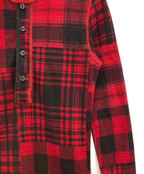 POLO RALPH LAUREN（ポロ・ラルフローレン）POLO RALPH LAUREN (ポロ・ラルフローレン) タータンチェックヘンリーネックカットソーワンピース レッド サイズ:XSの古着・服飾アイテム