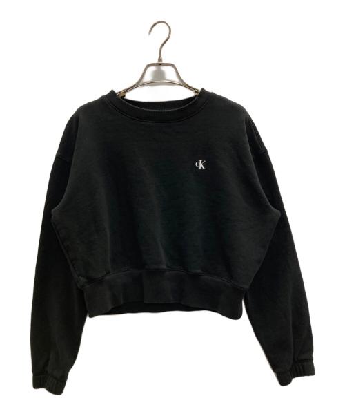 Calvin Klein（カルバンクライン）Calvin Klein (カルバンクライン) クロップドスウェットシャツ ブラック サイズ:Ｍの古着・服飾アイテム