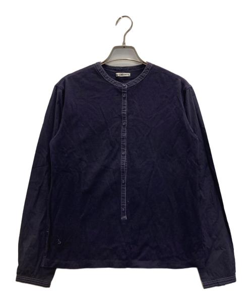 ISSEY MIYAKE（イッセイミヤケ）ISSEY MIYAKE (イッセイミヤケ) 異素材切替ヘンリーネックカットソー ネイビー サイズ:Ｍの古着・服飾アイテム