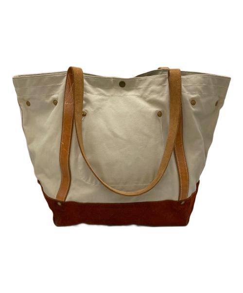 THE SUPERIOR LABOR（シュペリオールレイバー）THE SUPERIOR LABOR (シュペリオールレイバー) スウェードボトムキャンバストートバッグ アイボリーの古着・服飾アイテム