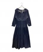 ）の古着「Pleated Open Shirt Dress」｜ネイビー