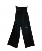 LIMI feuリミフゥ）の古着「ベルテッドウールワイドパンツ」｜ブラック