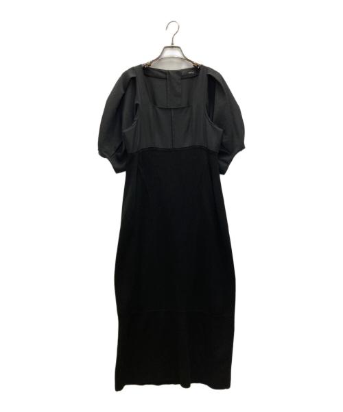 styling/（スタイリング）styling/ (スタイリング) スクエアネックドッキングワンピース ブラックの古着・服飾アイテム