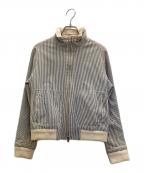 Cinquantaチンクワンタ）の古着「ストライプゴートスエードレザーブルゾン」｜スカイブルー