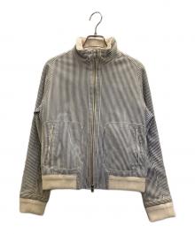 Cinquanta（チンクワンタ）の古着「ストライプゴートスエードレザーブルゾン」｜スカイブルー