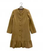 M'S GRACYエムズグレイシー）の古着「アンゴラ混フリルノーカラーコート」｜キャメル