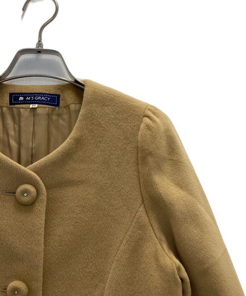 M'S GRACY（エムズグレイシー）M'S GRACY (エムズグレイシー) アンゴラ混フリルノーカラーコート キャメル サイズ:38の古着・服飾アイテム