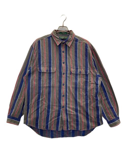 LEVI'S（リーバイス）LEVI'S (リーバイス) 90’sストライプシャツ グレー×ブルー サイズ:Ｌの古着・服飾アイテム