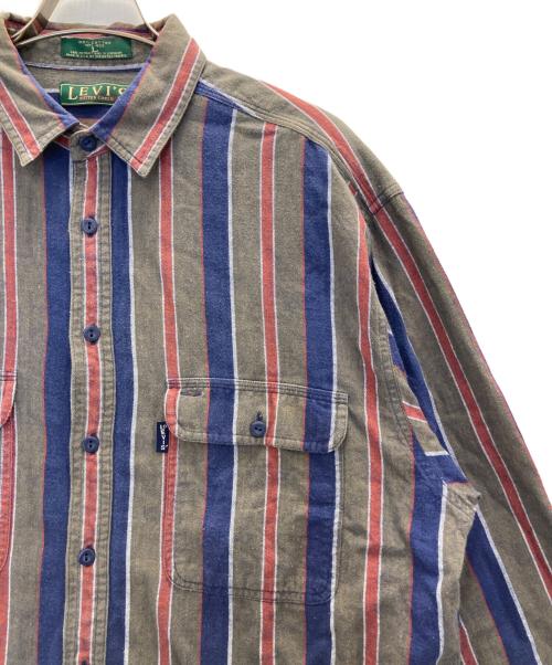 LEVI'S（リーバイス）LEVI'S (リーバイス) 90’sストライプシャツ グレー×ブルー サイズ:Ｌの古着・服飾アイテム