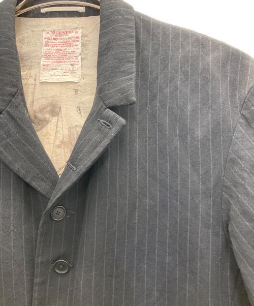 NICENESS（ナイスネス）NICENESS (ナイスネス) D.SLASH / D.スラッシュ( オーバーダイストライプ アーミッシュジャケット ) ネイビー サイズ:Ｌの古着・服飾アイテム