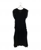 ISSEY MIYAKE FETEイッセイミヤケフェット）の古着「プリーツブラウスワンピース」｜ブラック