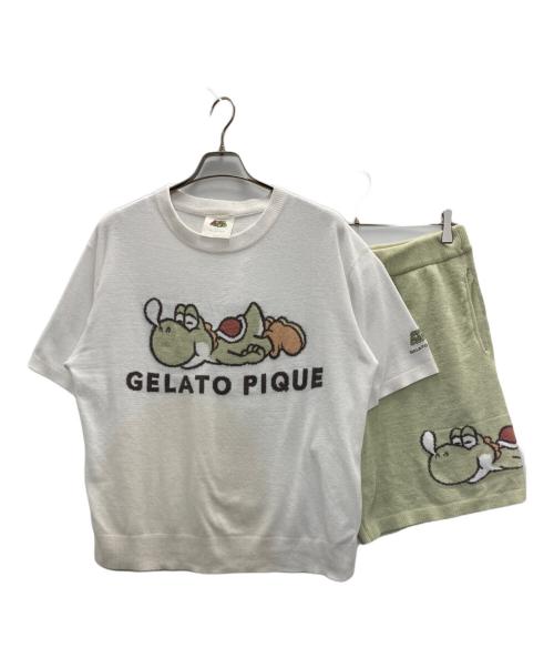 GELATO PIQUE HOMME（ジェラートピケ オム）GELATO PIQUE HOMME (ジェラートピケ オム) ヨッシー/プルオーバー＆ハーフパンツ ホワイト×グリーン サイズ:Ｍの古着・服飾アイテム