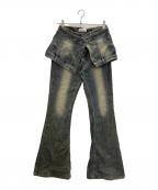 ACLENTアクレント）の古着「ラップフレアレイヤードデニム」｜インディゴ