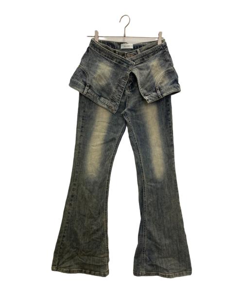 ACLENT（アクレント）ACLENT (アクレント) ラップフレアレイヤードデニム インディゴ サイズ:Ｍの古着・服飾アイテム