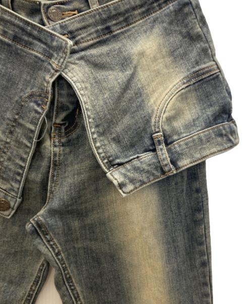 ACLENT（アクレント）ACLENT (アクレント) ラップフレアレイヤードデニム インディゴ サイズ:Ｍの古着・服飾アイテム