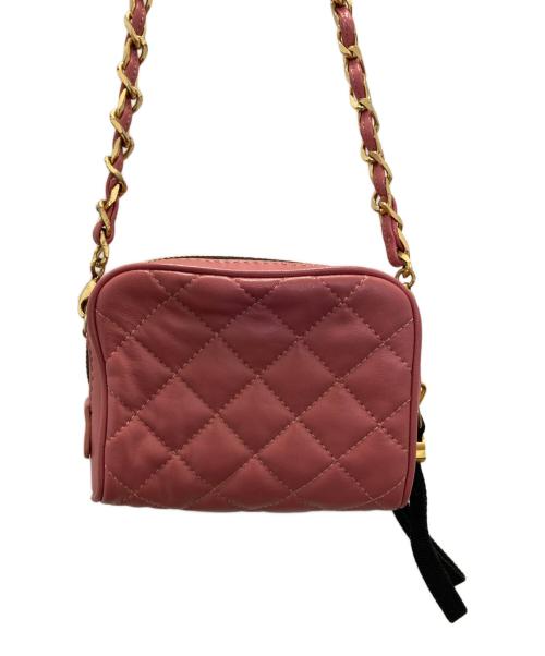 MONCLER（モンクレール）MONCLER (モンクレール) キルティングチェーンショルダーバッグ ピンクの古着・服飾アイテム