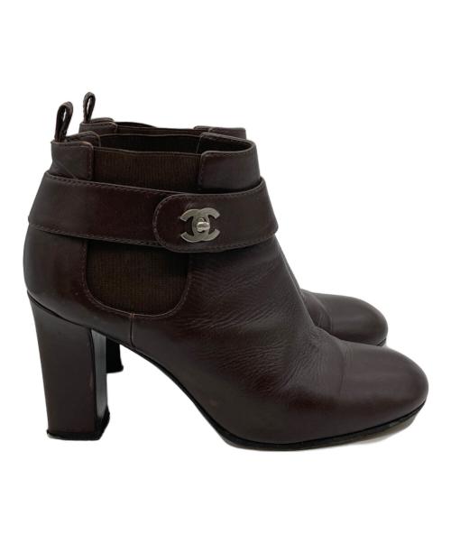 CHANEL（シャネル）CHANEL (シャネル) ココマークターンロックショートブーツ ブラウン サイズ:36 2/1の古着・服飾アイテム
