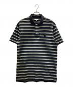 maison kitsuneメゾンキツネ）の古着「Profile Foxパッチ ストライプ ポロシャツ」｜グリーン
