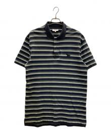 maison kitsune（メゾンキツネ）の古着「Profile Foxパッチ ストライプ ポロシャツ」｜グリーン