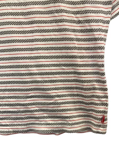 stussy（ステューシー）stussy (ステューシー) 90s checker border s/s Tee ホワイト サイズ:Lの古着・服飾アイテム