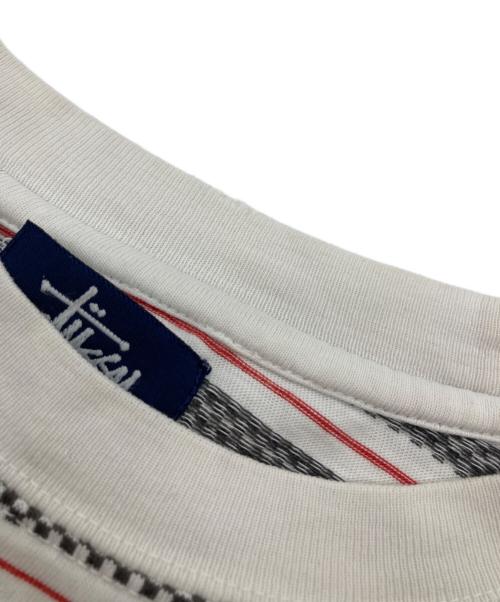 stussy（ステューシー）stussy (ステューシー) 90s checker border s/s Tee ホワイト サイズ:Lの古着・服飾アイテム
